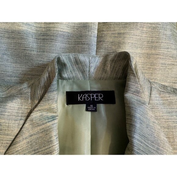 Kasper Separates Suit Jacket Blazer 16 Green Classic 3 Button Stretch - Picture 7 of 12
